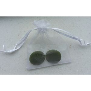 Vintage Green Plastic Button Clip-On Earrings 80s